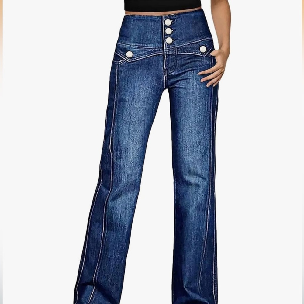 Flamingals High-Waisted Blue Denim Jeans